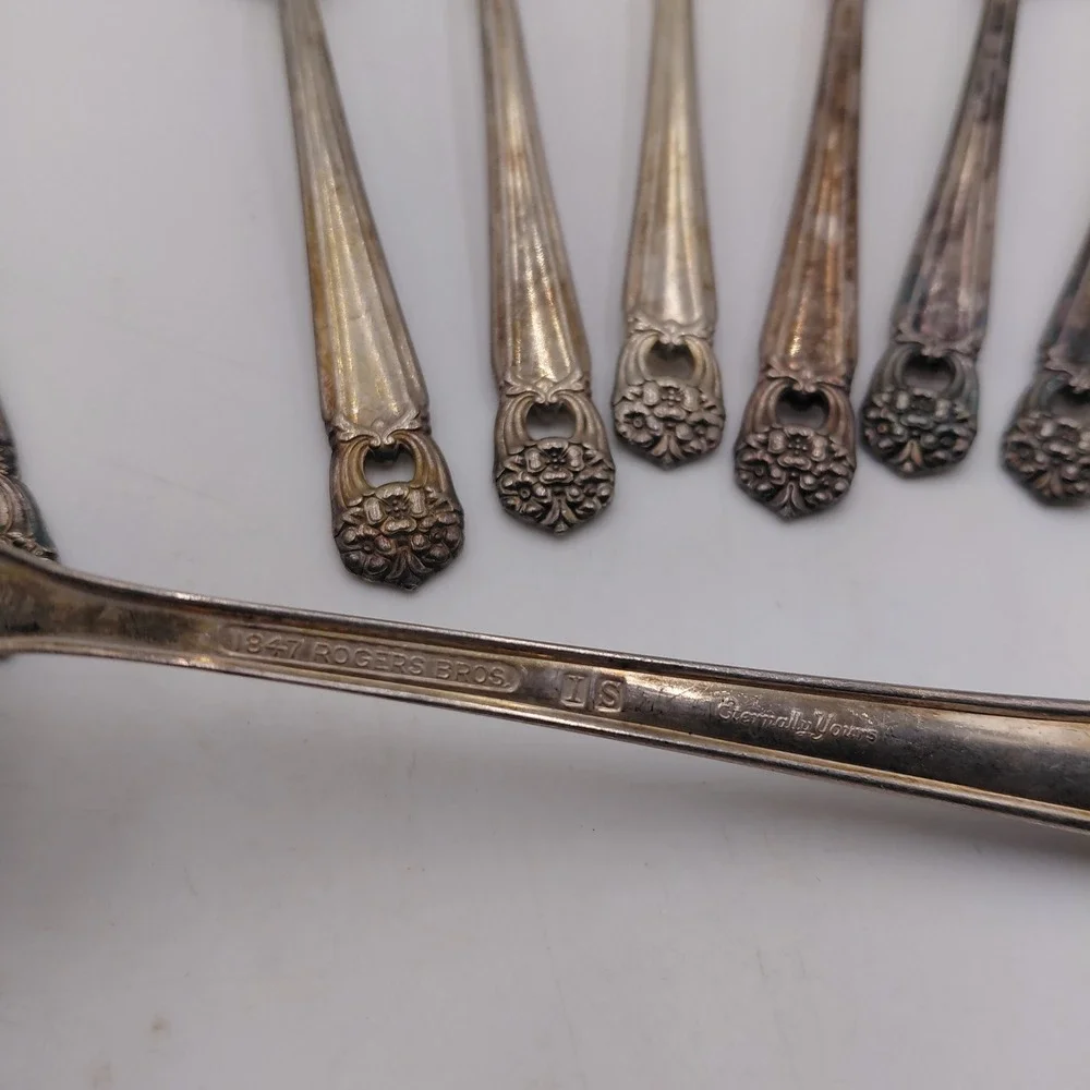 1847 Rogers Bros Eternally Yours Silverplate Flatware Lot 13 Pcs Floral Cut Out